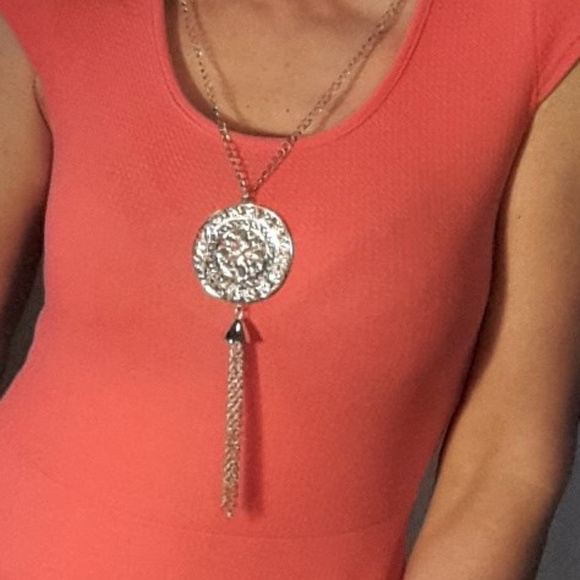 Coral Mini Dress with attached Necklace Dopamine Dressing Spring Summer - Picture 3 of 14